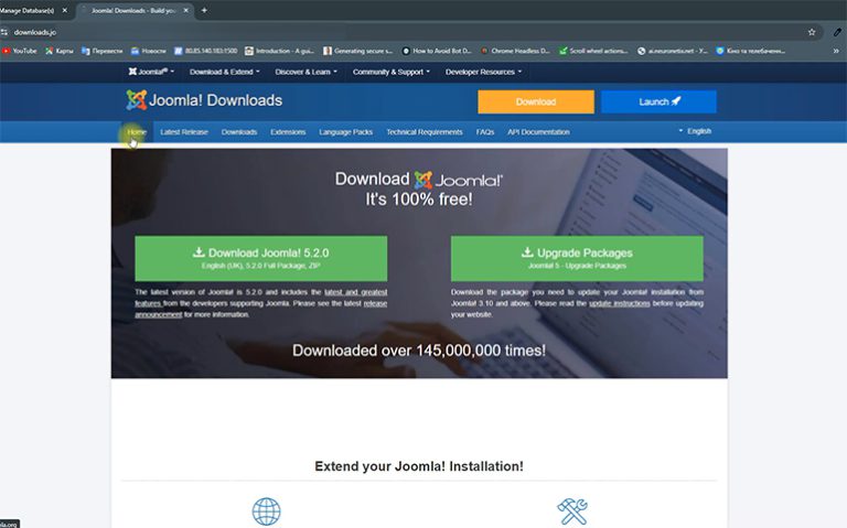 Як встановити CMS Joomla та базу даниз